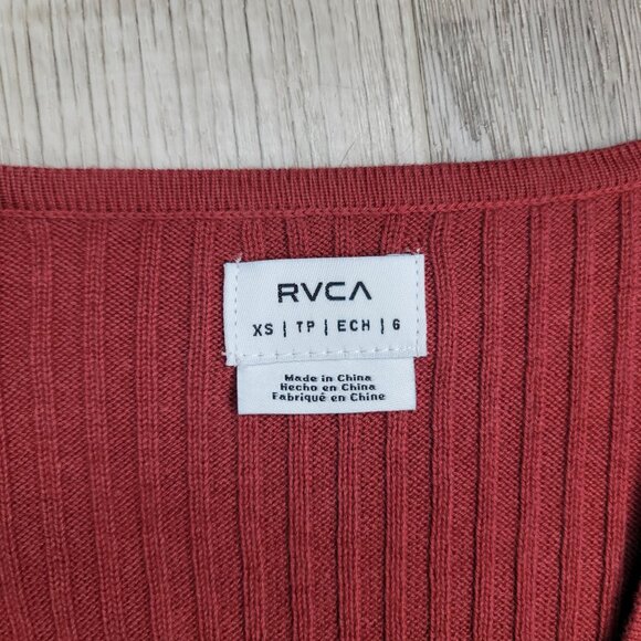 RVCA Women's Ribbed Knit faux Wrap Sweater Red XS - Picture 4 of 4